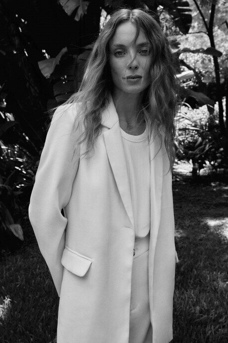 Blazer con boton fantasia crudo