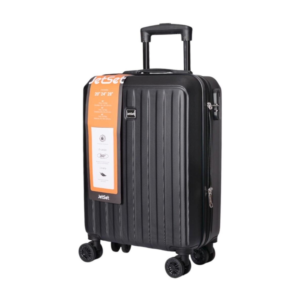 Set X3 Valijas De Viaje Rígidas 4 Ruedas 20, 24 Y 28 - Negro 