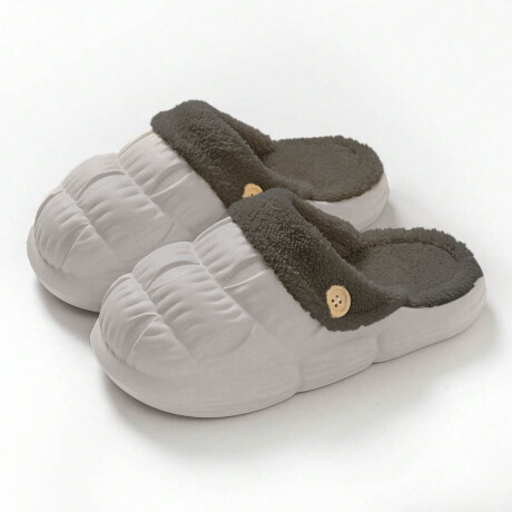 Pantufla Alta Gomón Antideslizante Unisex Corderito Gris