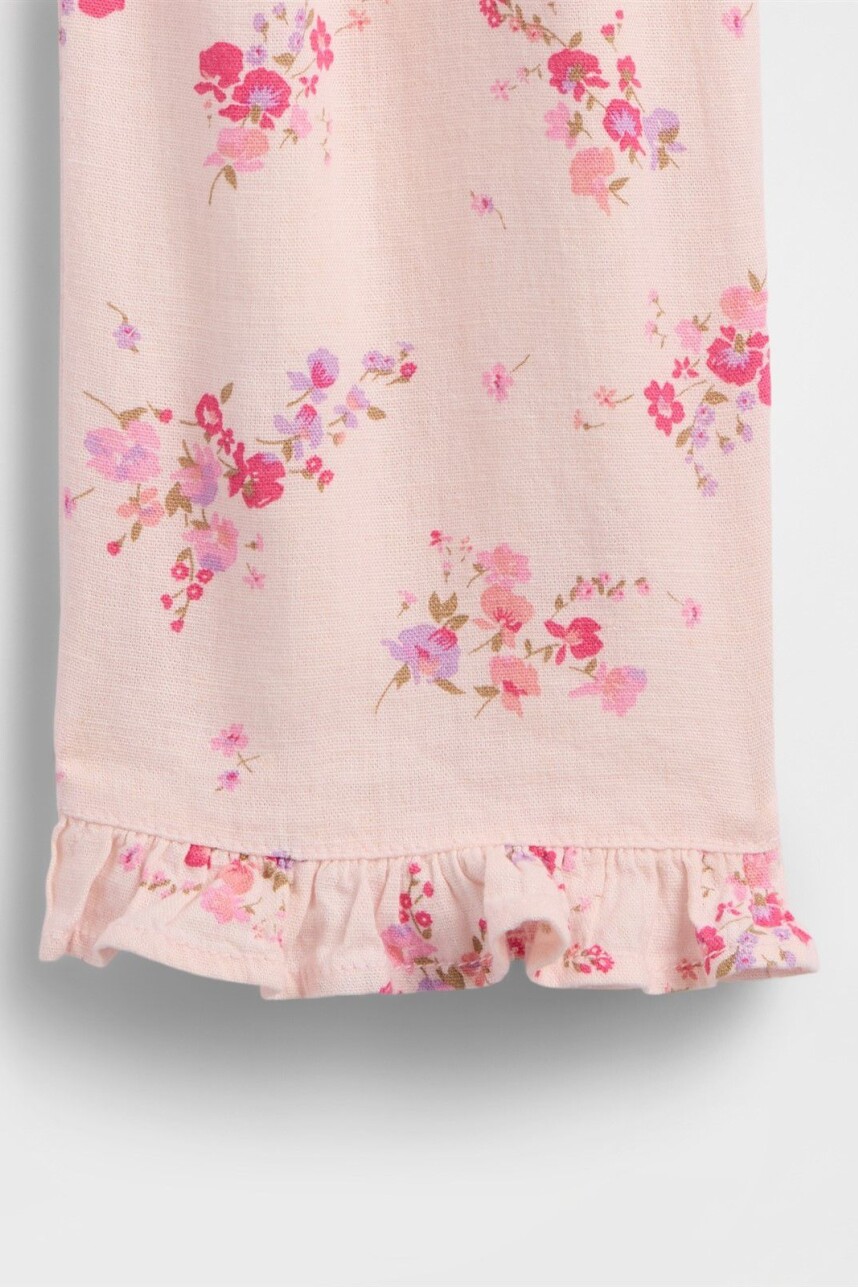 Pantalón De Lino Mujer Pink Floral