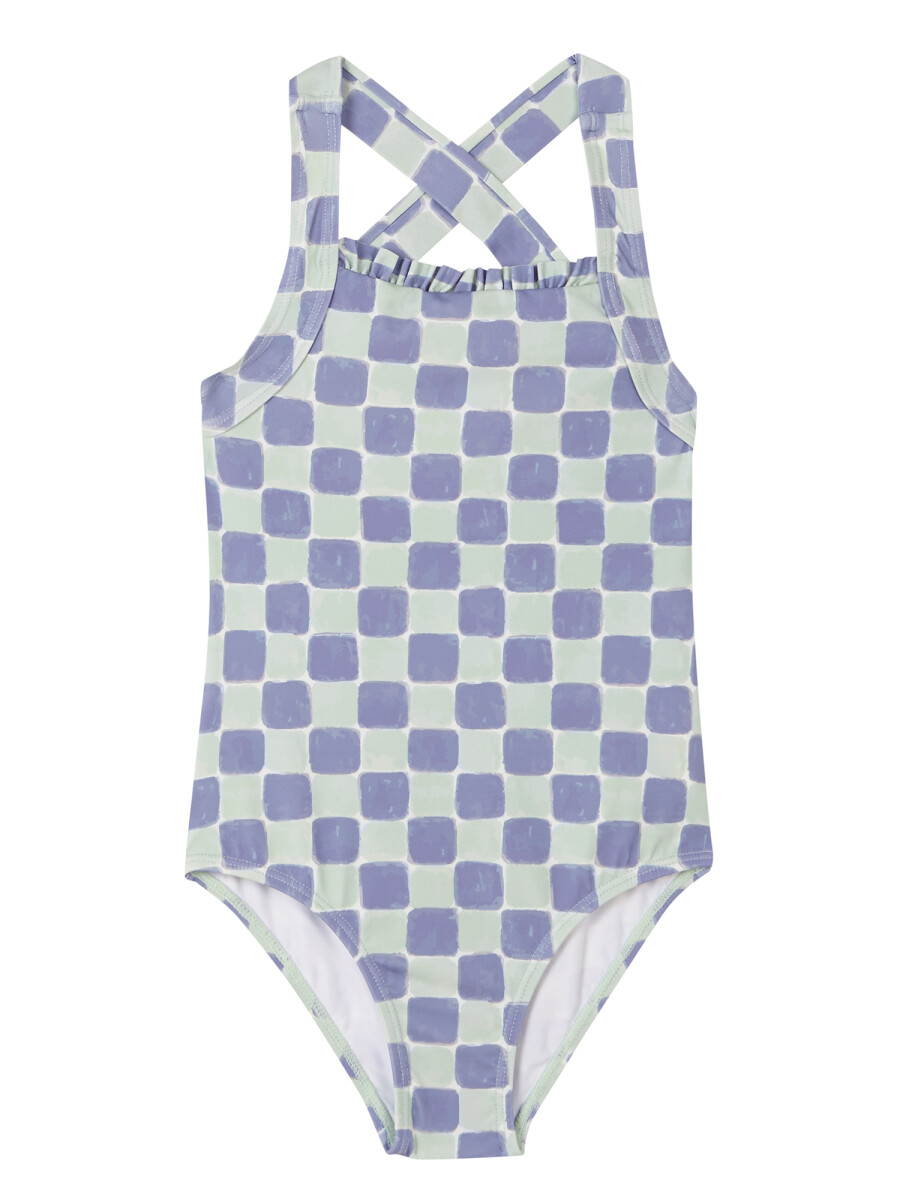 Bañador Estampado De Cuadros Azul
