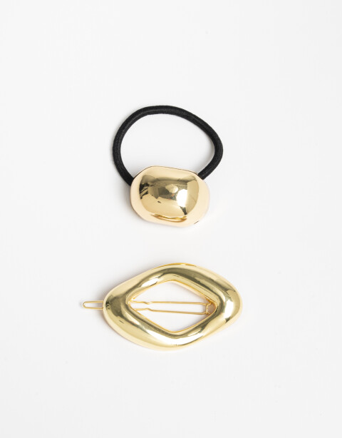 Accesorios Pelo Set Varios Set De Pony Cuff Y Hebilla Francesa De Metal. - Dorado