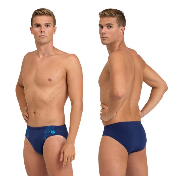 Malla De Entrenamiento Para Hombre Arena Men's Swim Brief Graphic Print Azul y Turquesa
