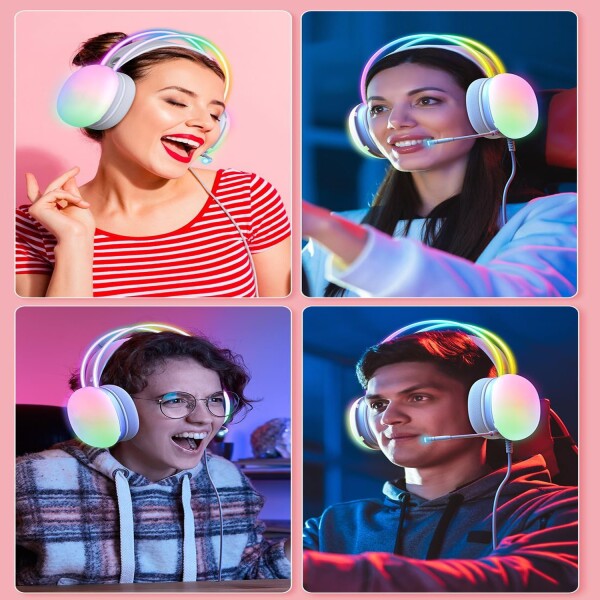 Auriculares Gamer Xtrike Me Gh-511 Luz Rgb Microfono 20W Variante Color Blanco
