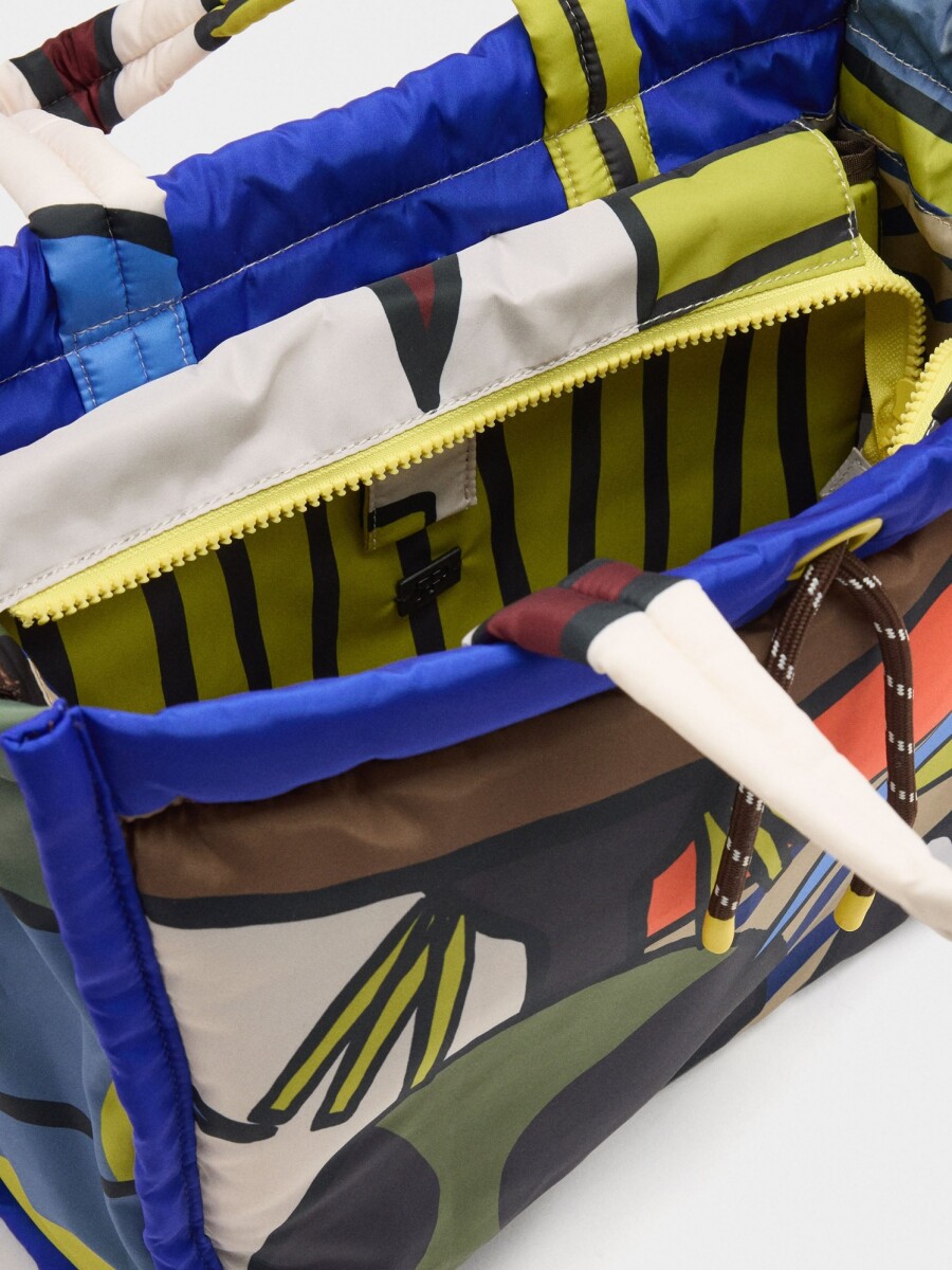 Bolso Shopper Estampado De Nylon multicolor