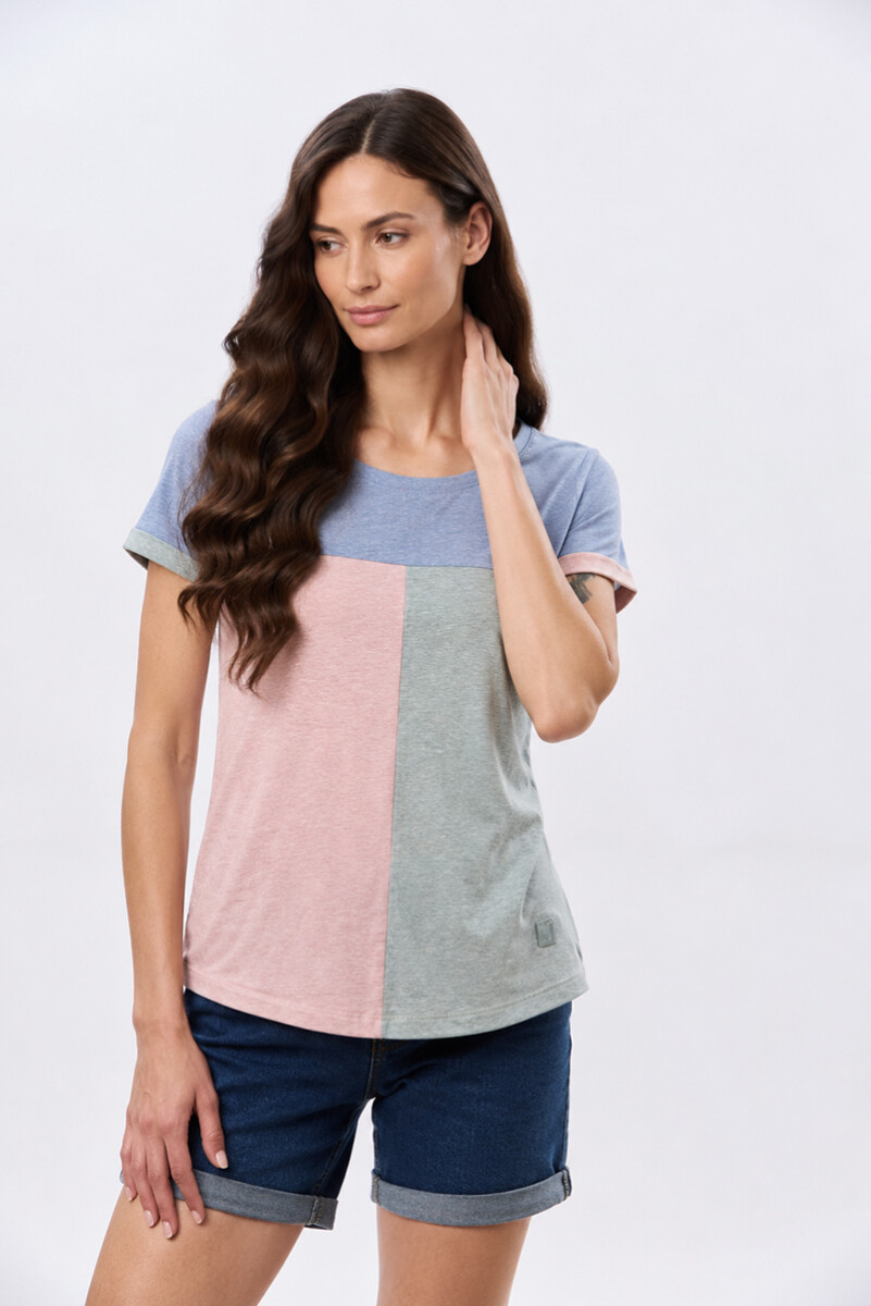 REMERA COMBINADA DE ALGODÓN - Denim 