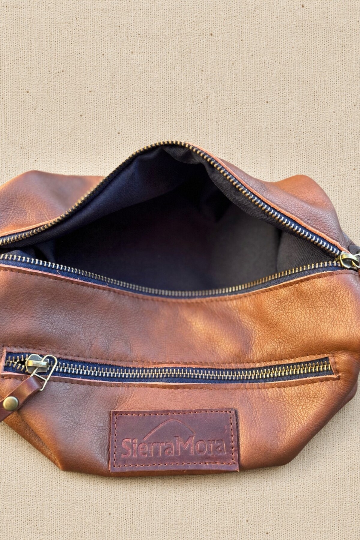 Necessaire de Cuero Marrón Blue Zip