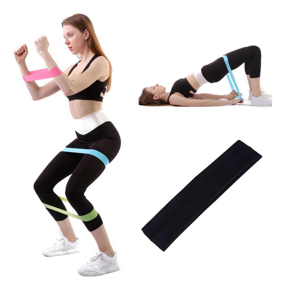 Banda Elástica De Silicona Fitness Ejercicio Yoga Pilates - Variante Color Negro 