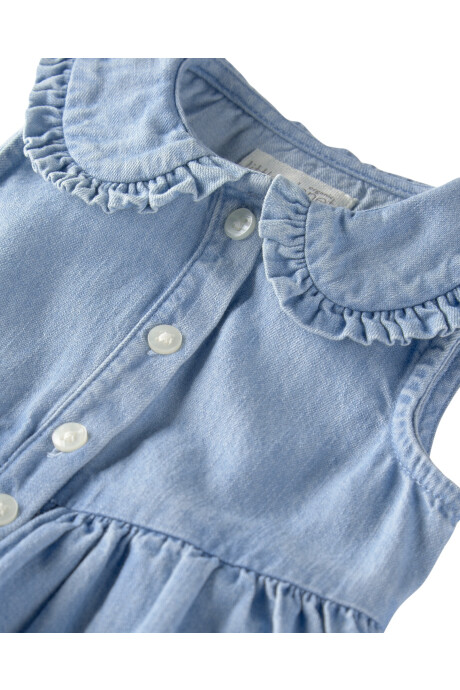Vestido de chambray de algodón orgánico, cuello Peter Pan Sin color