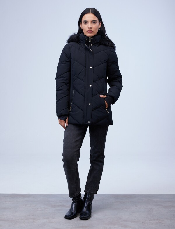 Campera Abrigo Faux Fur NEGRO