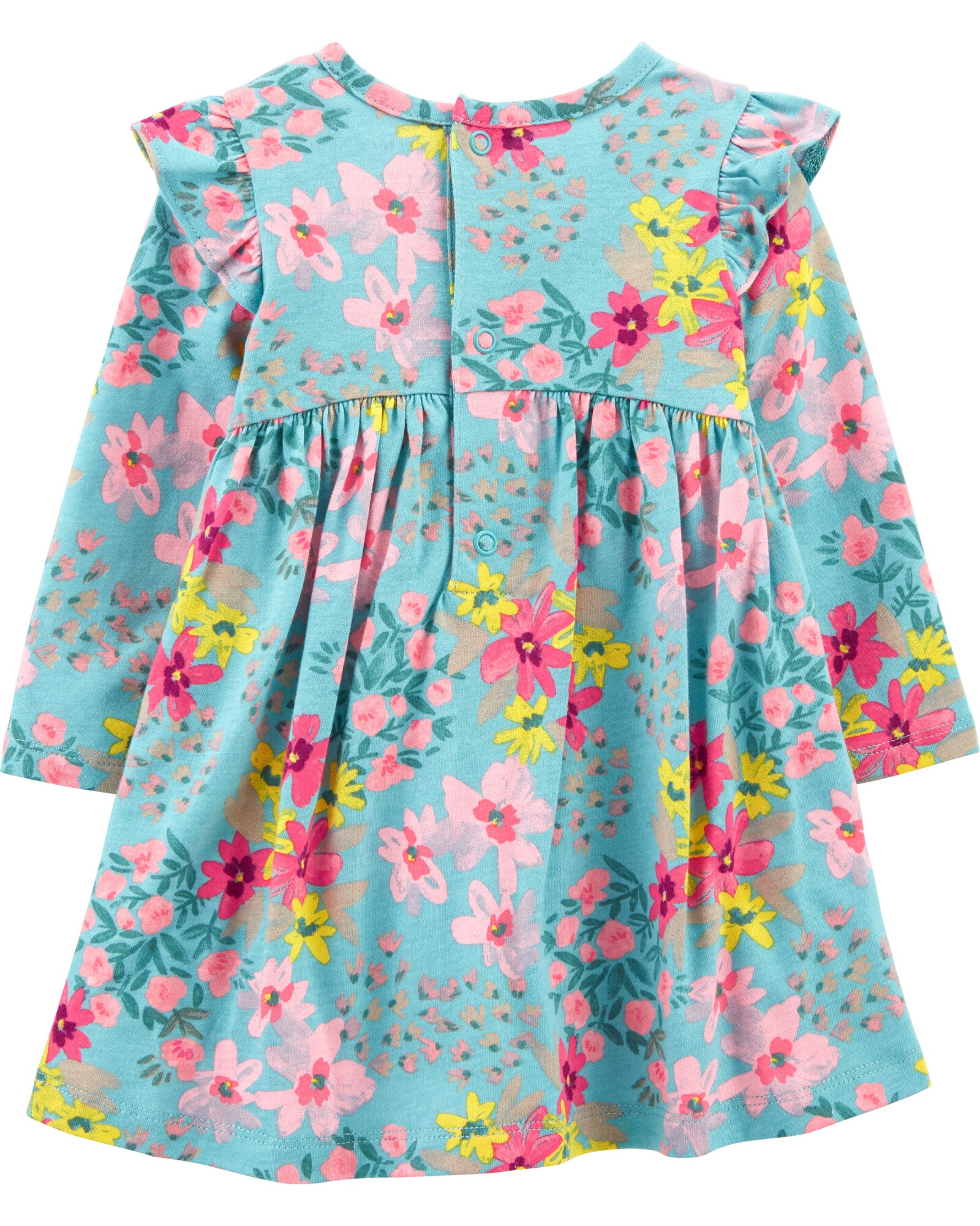 Vestido de algodón floreado con detalle de volados 0