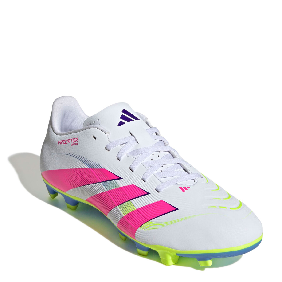 Championes de Fútbol 11 Unisex Adidas Predator Club FG/MG - Blanco - Rosado - Amarillo Lima 