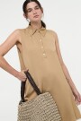 VESTIDO CORTO CON CUELLO Camel