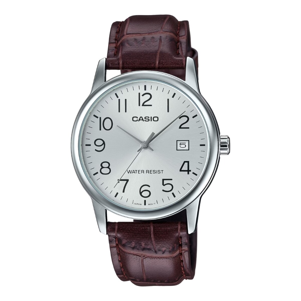 Reloj Casio MTPV002L 7B2UDF para hombre con correa de cuero - Plateado 