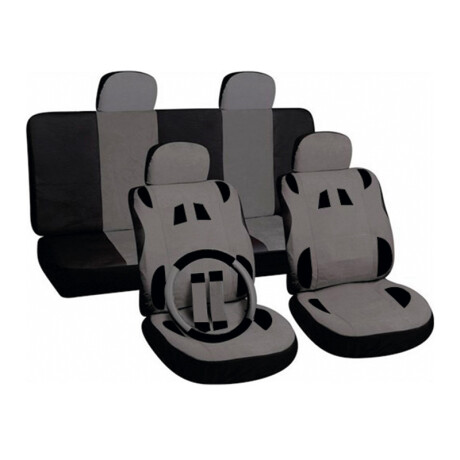CUBRE ASIENTO - ECO CUERO NEGRO GRIS - CUBRE ASIENTO - ECO CUERO NEGRO GRIS -