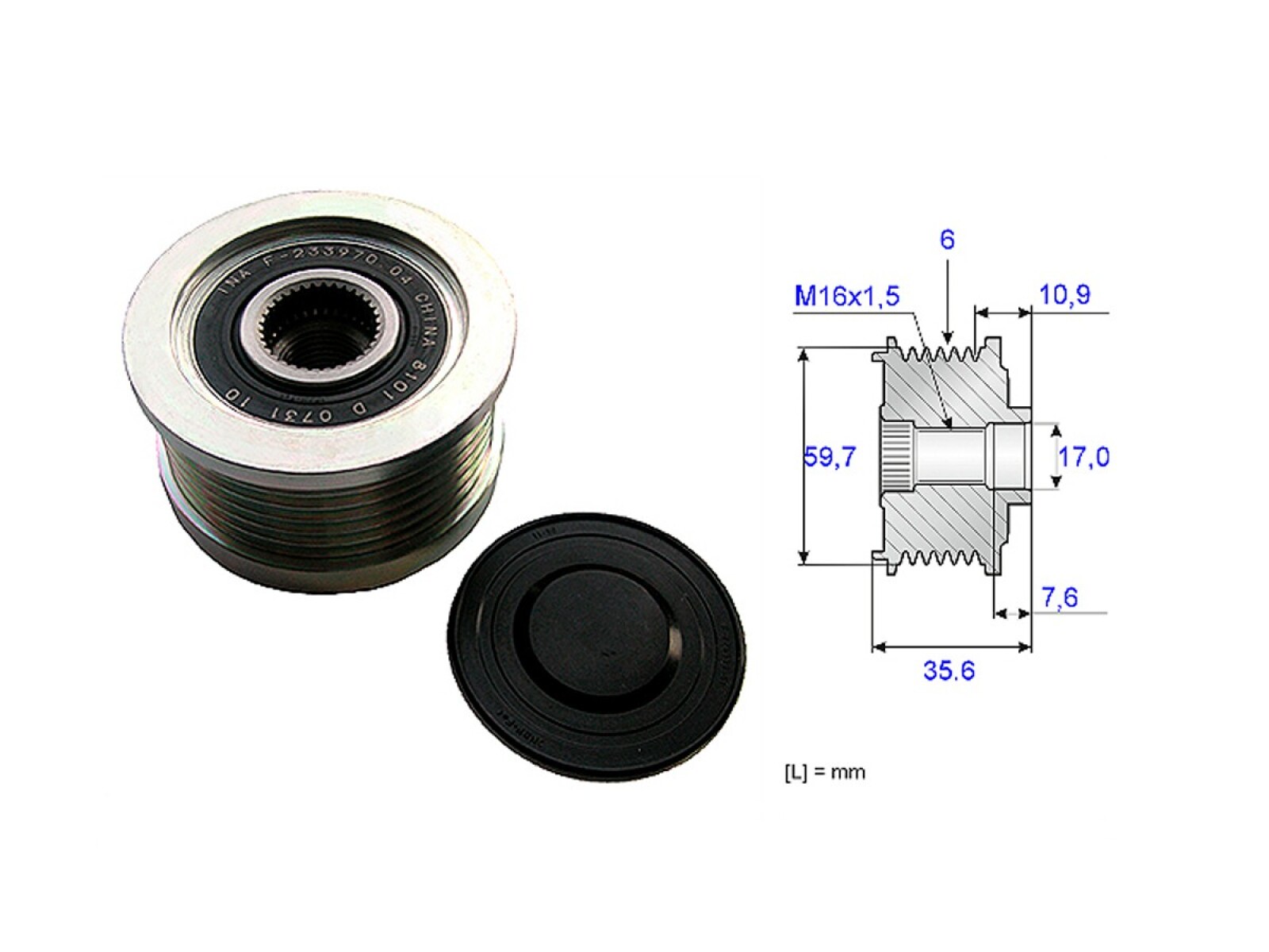 Polea Alternador Marcha Libre Hyundai Tucson Kia Carens/Sportage 04-25 