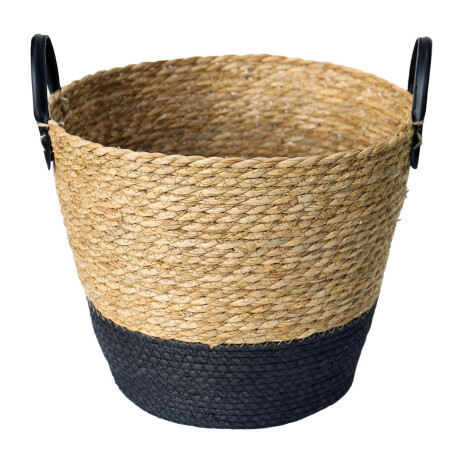 Cesto Canasto de Fibra Natural c/Asa Paramount Deco Ø33x28Cm Negro