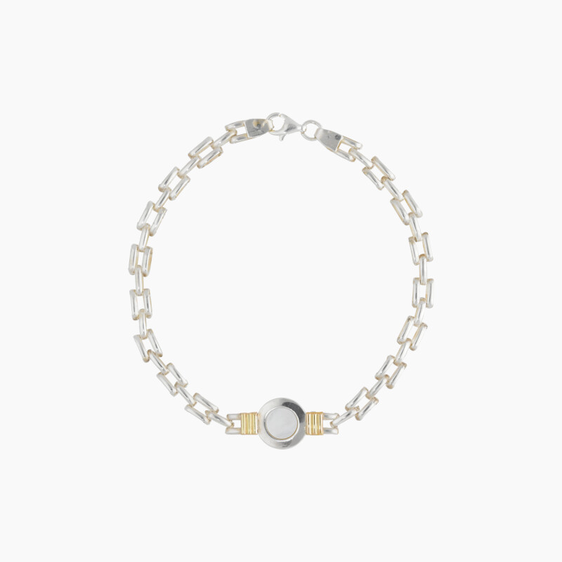 Pulsera en plata y oro con nácar Pulsera En Plata Y Oro Con Nácar