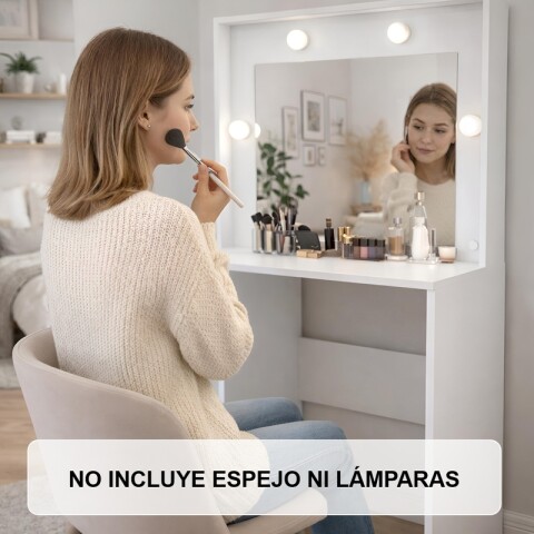 Tocador de Maquillaje Vanity Para Personalizar 3 Cajones y Porta Lámparas (Sin Espejo) - Blanco Tocador de Maquillaje Vanity Para Personalizar 3 Cajones y Porta Lámparas (Sin Espejo) - Blanco