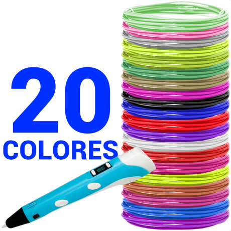 Lápiz Impresora 3d + 20 Filamentos Marcador Lapicera Azul