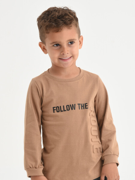 Camiseta manga larga con relieve Camel
