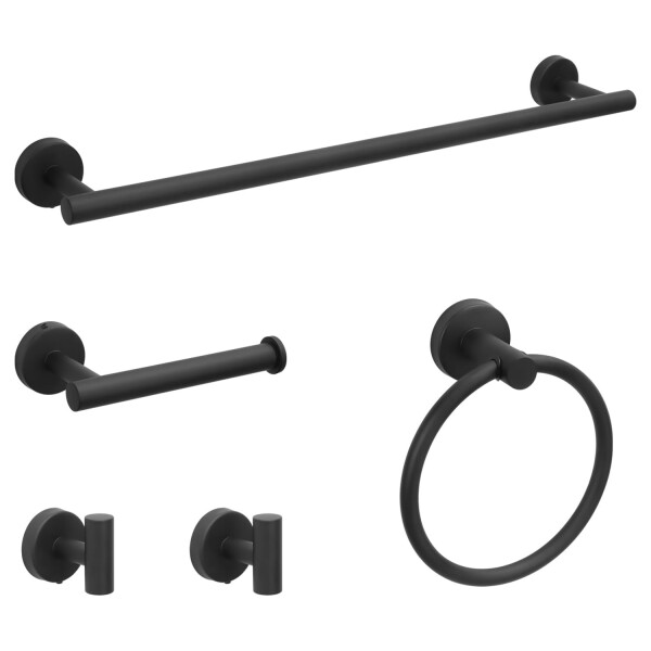 Set De Accesorios Para Baño Juego 5 Piezas Acero Inoxidable IMBACK Color Negro Set De Accesorios Para Baño Juego 5 Piezas Acero Inoxidable IMBACK Color Negro