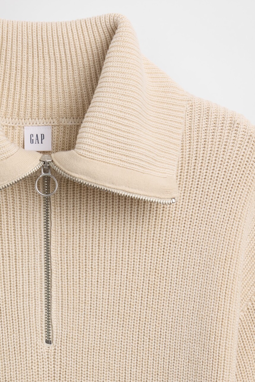 Buzo Medio Cierre Algodón Mujer Milk