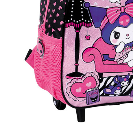Mochila Infantil Kuromi C/carro 30cm Rueditas Escolar Rosa