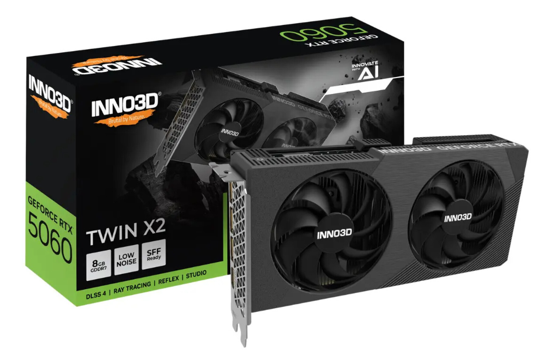Tarjeta Gráfica Inno3d Geforce Rtx 5060 Twin X2 Oc White 8 Gb Gddr7 - NEGRO 