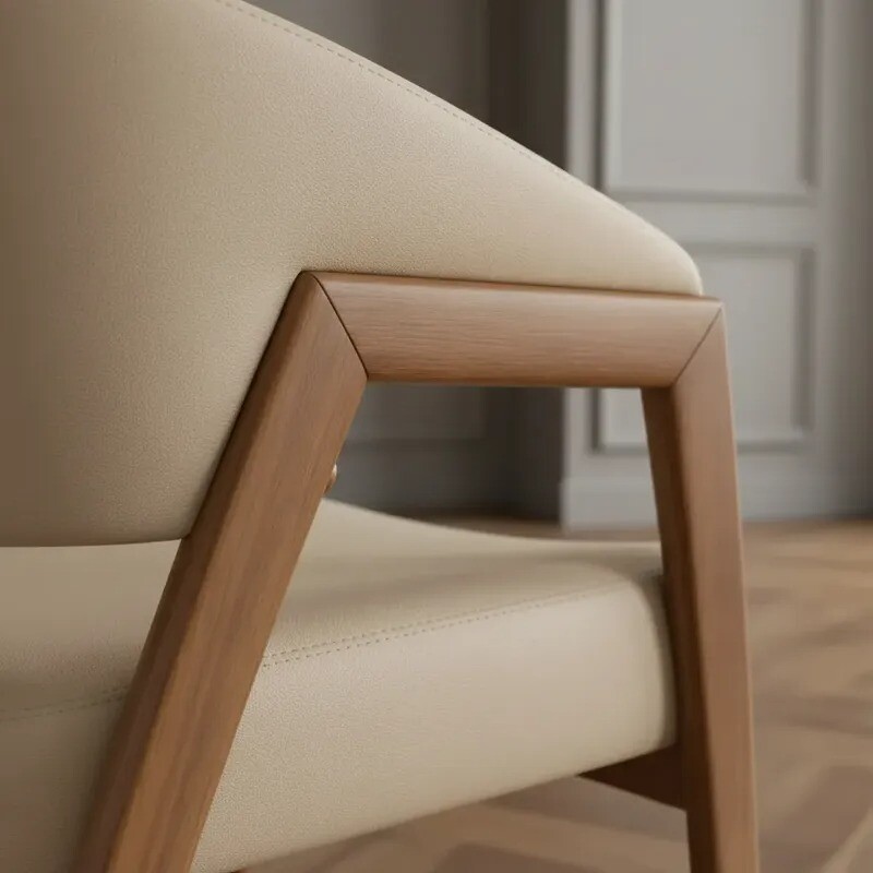 BUTACA PATAS EN MADERA CON BRAZOS TAPIZADA EN PU COLOR PERLA BUTACA PATAS EN MADERA CON BRAZOS TAPIZADA EN PU COLOR PERLA