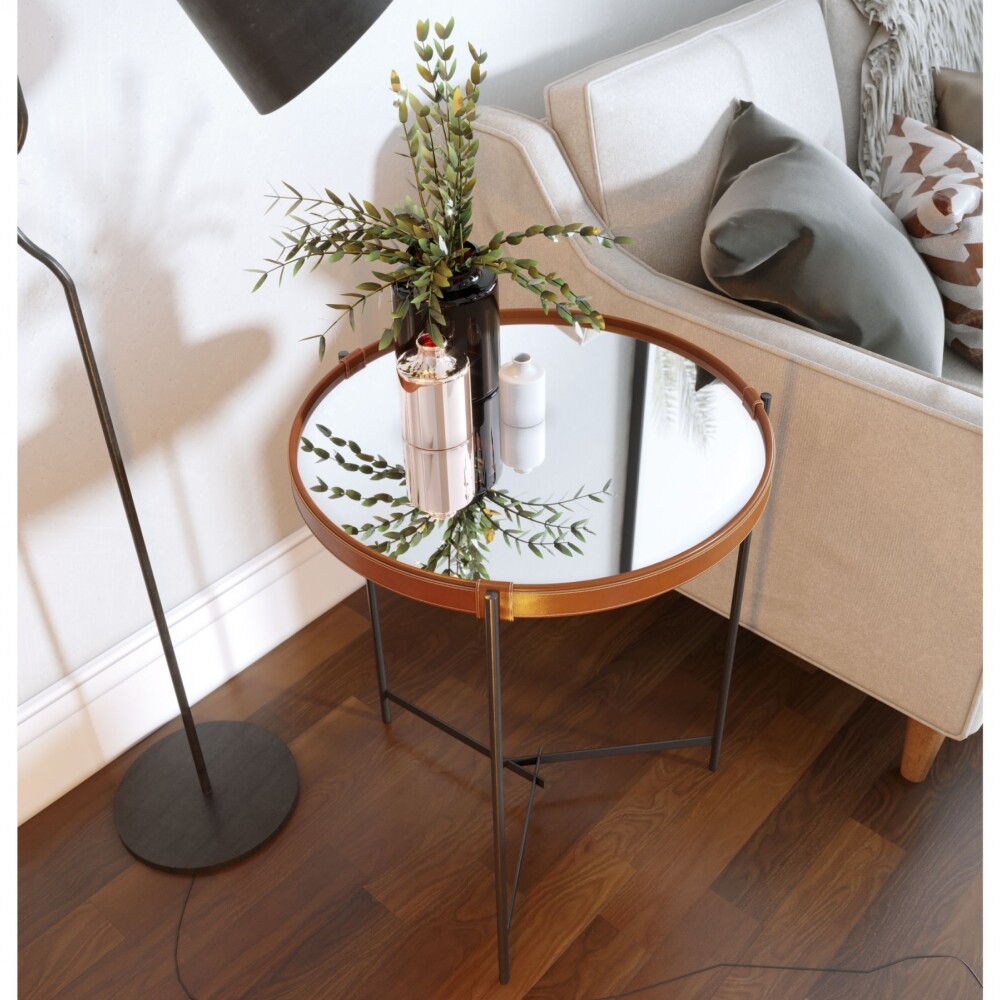 Mesa Lateral Con Espejo - Lnea Manhattan - Gris Oscuro Mesa Lateral Con Espejo - Lnea Manhattan - Gris Oscuro