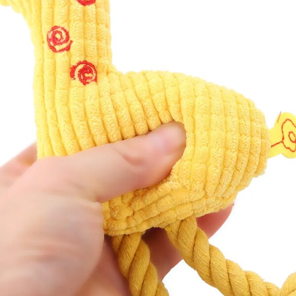 Peluche Mascota Jirafa Sonido Perros Gatos Cuerda Resistente Color Variante Amarillo