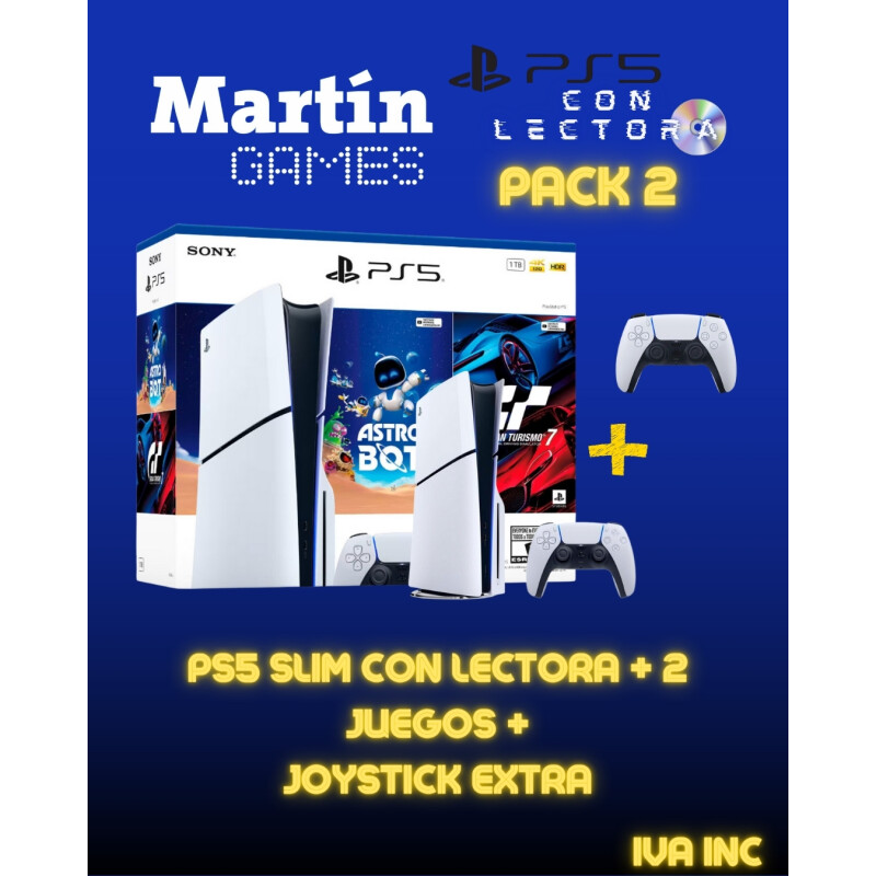 CONSOLA Playstation 5 PS5 SLIM CON LECTORA + ASTROBOT + GRAN TURISMO + JOYSTICK EXTRA CONSOLA Playstation 5 PS5 SLIM CON LECTORA + ASTROBOT + GRAN TURISMO + JOYSTICK EXTRA