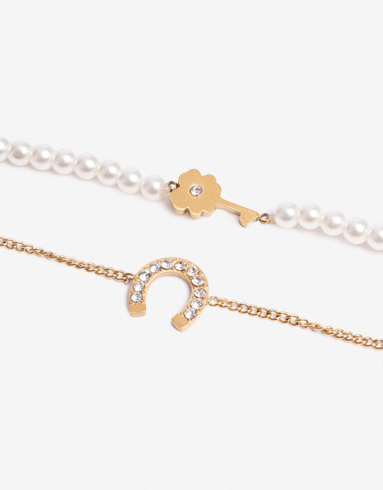 Pulseras Flexibles Sets Perlas Set De Pulseras Flexibles Acero - Dorado