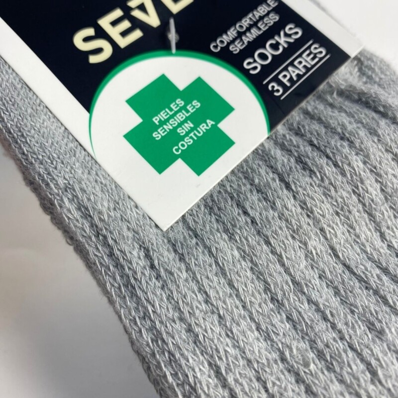 Medias para Diabetico Pack x3 Seven Grey/black