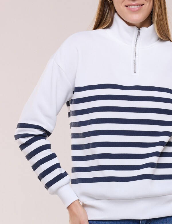 Buzo Zip Lineas BLANCO/AZUL