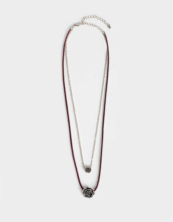 Collares Cortos Con flores Collar Corto Con Flores Antique - Plateado