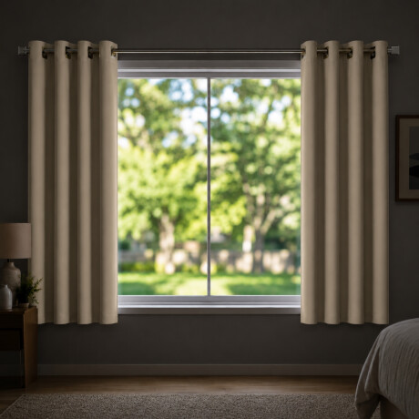 Set x2 paños cortina blackout 1,35m x 1,70m BEIGE