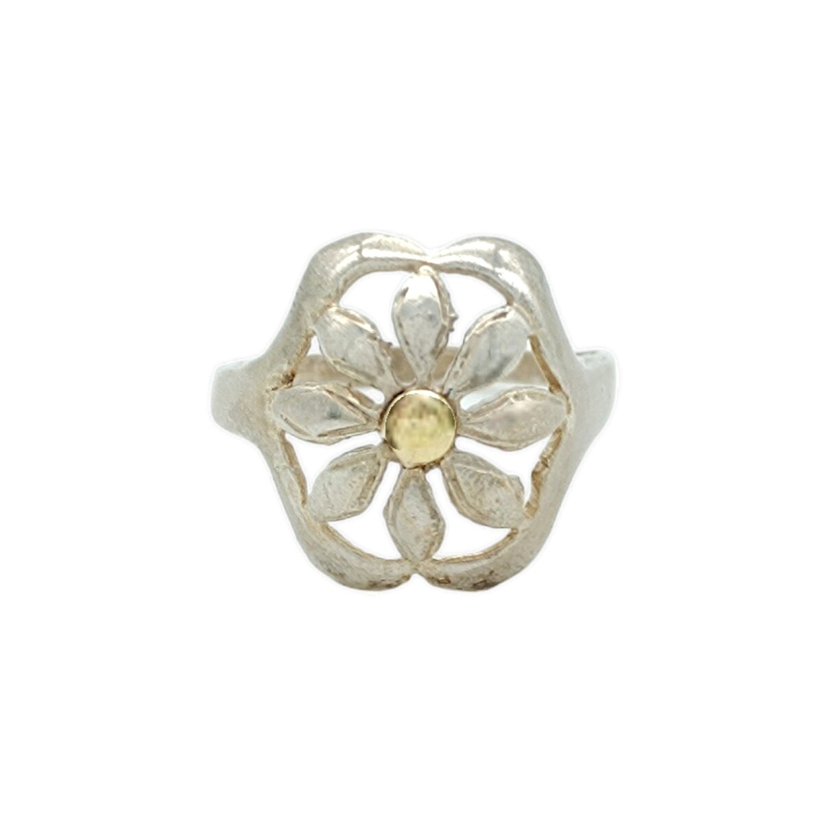 Anillo Flor-Plata y Oro-Sin Piedra-AN5289 - sinpiedra 