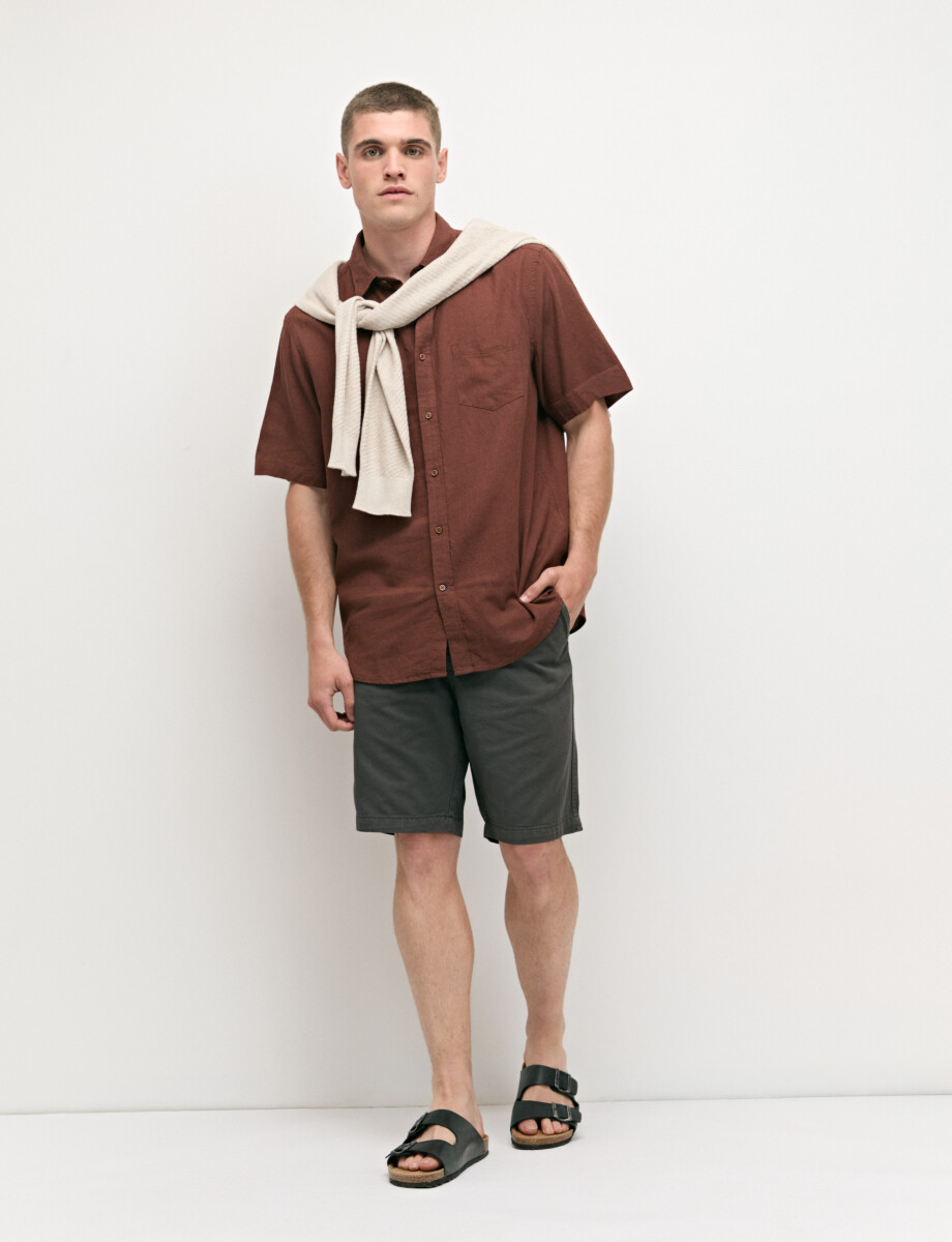 CAMISA HARRINGTON LABEL - Terracota 