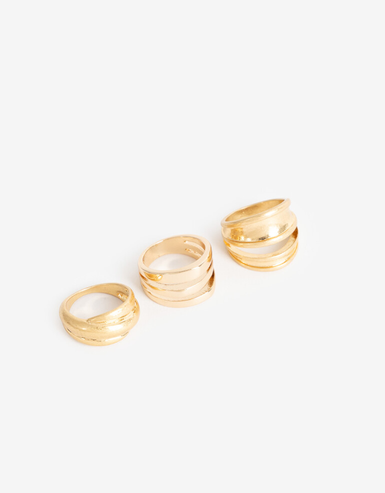 Sets Anillos Metal Set Anillos Metal - Dorado Oro Cepillado Mate