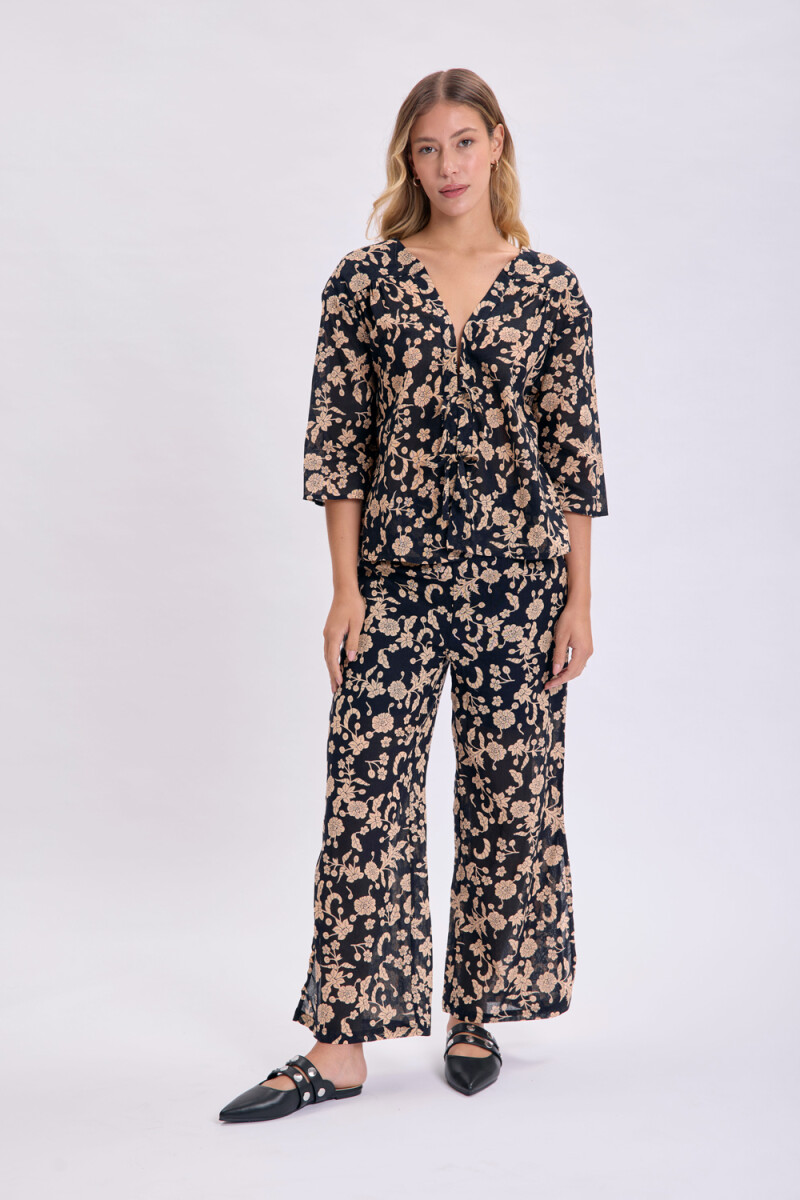 Pantalón Estampa Boho Negro