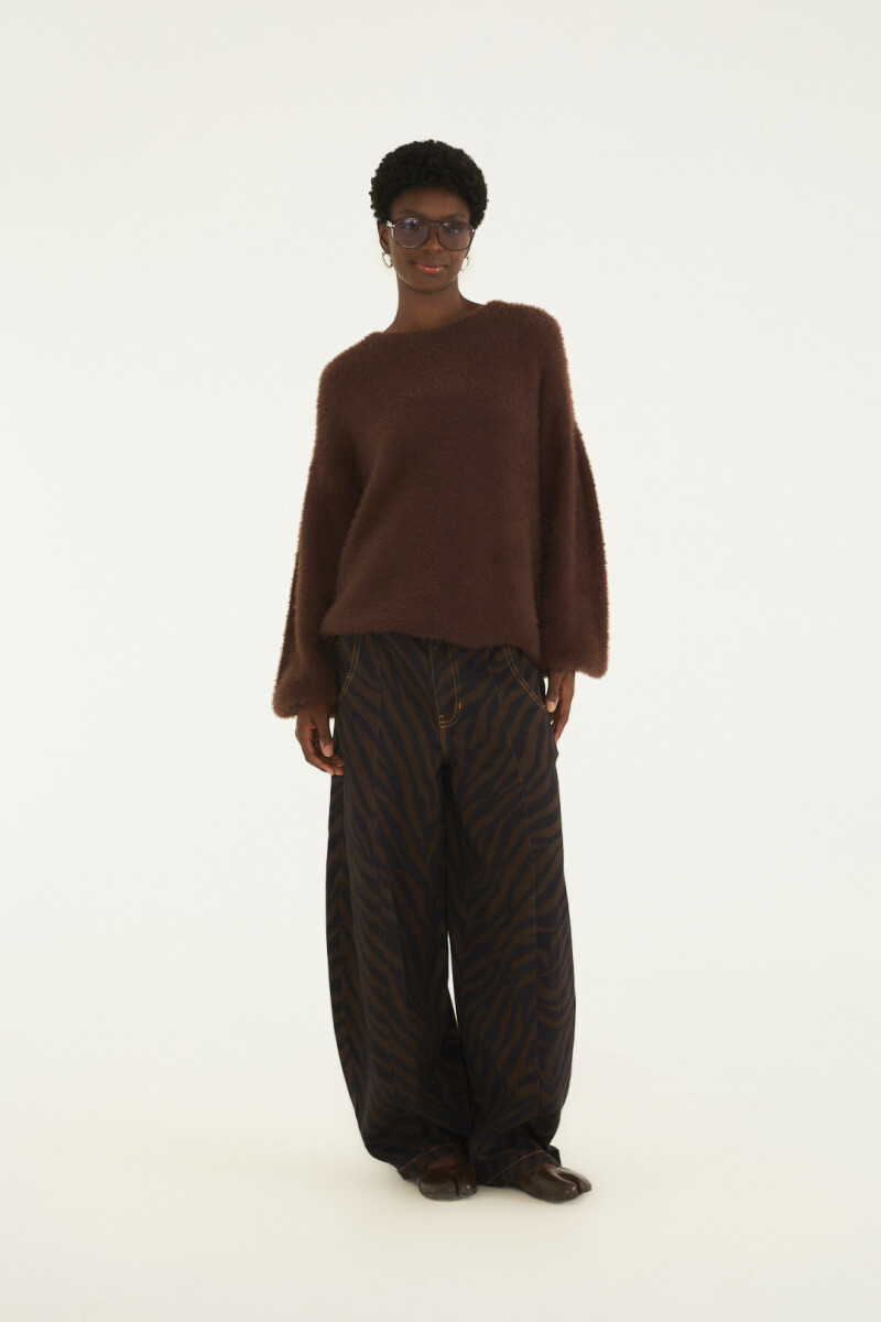 PANTALON DENIM ESTAMPADO Marron