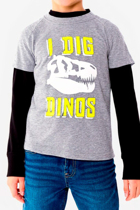 T-SHIRT DINO BOY OT Gris Claro