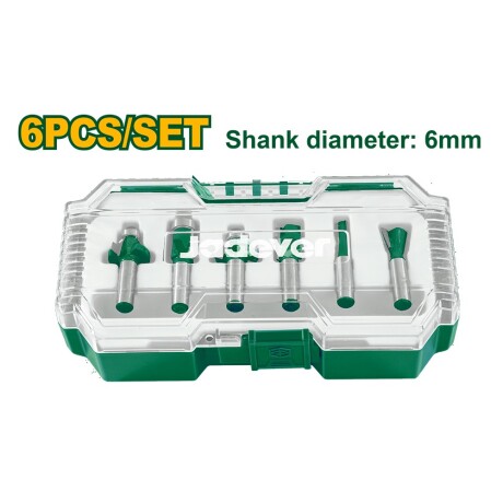 Set 6 Fresas para Router Vástago 6mm Jadever JDRKSR0106 Set 6 Fresas para Router Vástago 6mm Jadever JDRKSR0106
