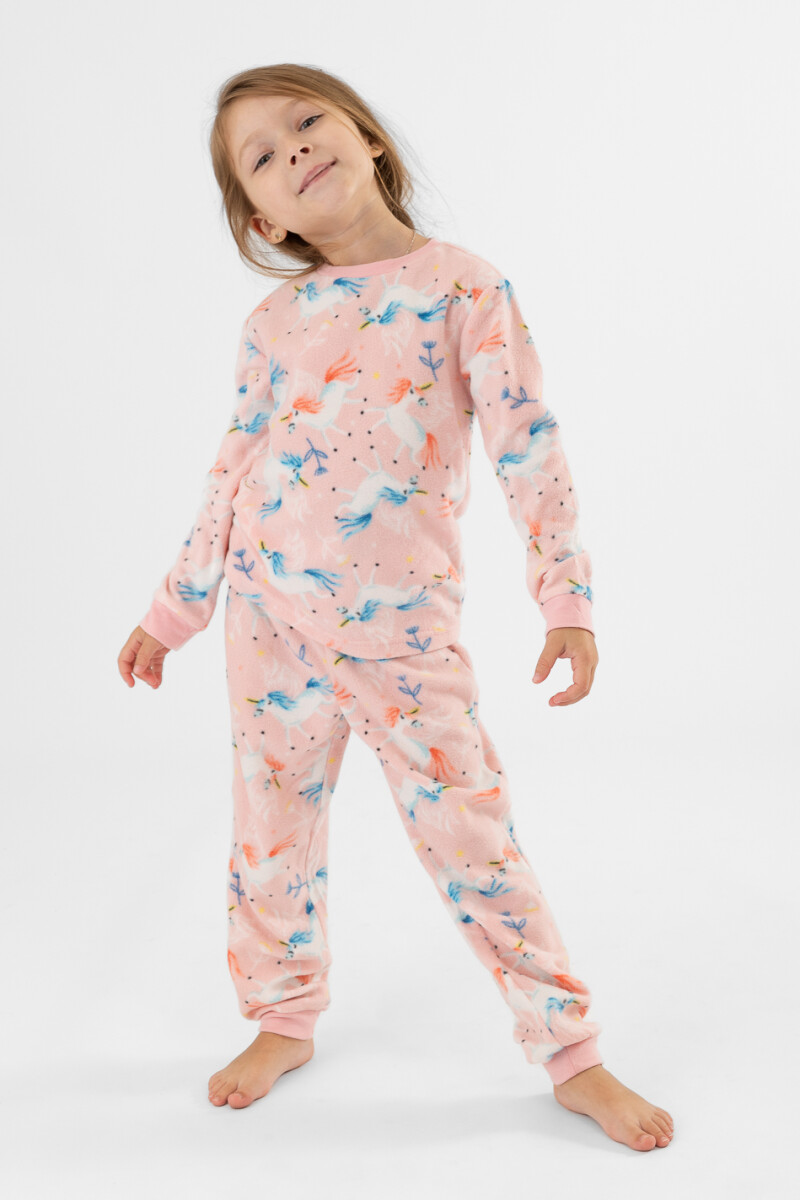 Pijama infantil polar unicornios - Rosado 