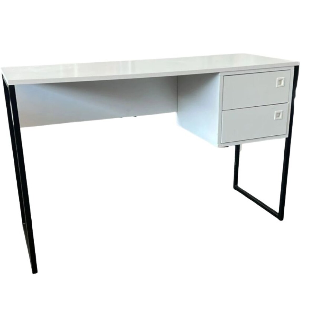 Escritorio blanco con 2 cajones - Patas en metal 