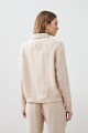 Chaqueta de lino pespuntes y parche bordado beige melange
