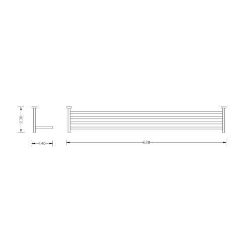 TOALLERO REPISA METAL MANCHESTER CROMO BRILLANTE 60 CM CROMO