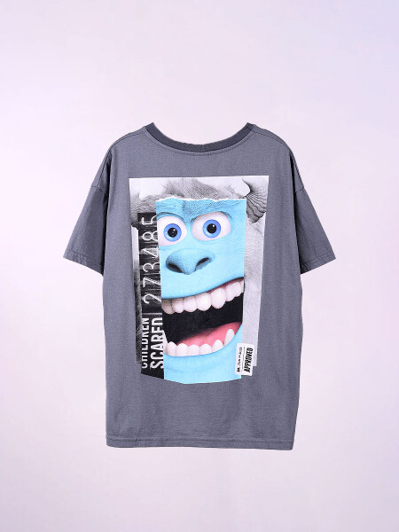 REMERA MONSTER GRIS OSCURO